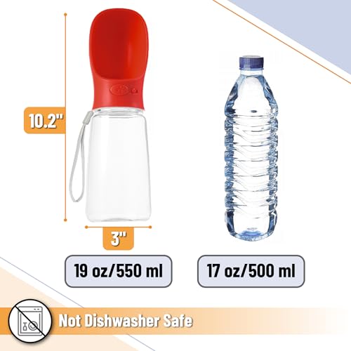 Mr. Pen- Portable Dog Water Bottle, 19 oz, Large, Leak Proof Puppy Water Dispenser with Drinking Feeder for Pets, Outdoor Walking, Hiking, Travel, Not Dishwasher Safe - color: Red