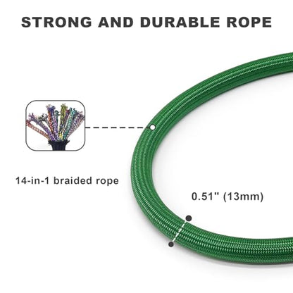 Rope Dog Leash, 4 ft Heavy Duty Dog Leash with Aviation Aluminum Auto Locking Carabiner, Strong Nylon Pet Lead for Small, Medium, Large Dogs (Green, 4FT) - color: Green, size: 4 Foot Single Handle