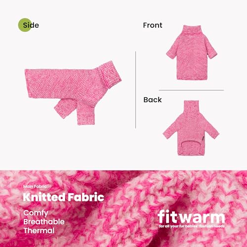 Fitwarm Knitted Turtleneck Dog Sweater, Cozy Dog Winter Clothes for Small Dogs Girl, Holiday Pet Outfit, Heather Pink, XS - color: Heather Pink, size: X-Small