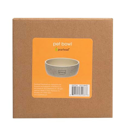 Pearhead Ceramic Meow Cat Bowl, Holds 12 oz, Whisker-Friendly Pet Dish for Food and Water, Modern Speckled White - color: Speckled "Meow", size: Single Bowl