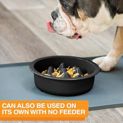 The Niner Slow Feed Bowl - Raised Peaks Slow Down Pets Eating - Fits Elevated Feeders Including Neater Feeder Large Sizes - Gentle on Teeth and Gums - Holds up to 2 Cups (Black) - color: Black