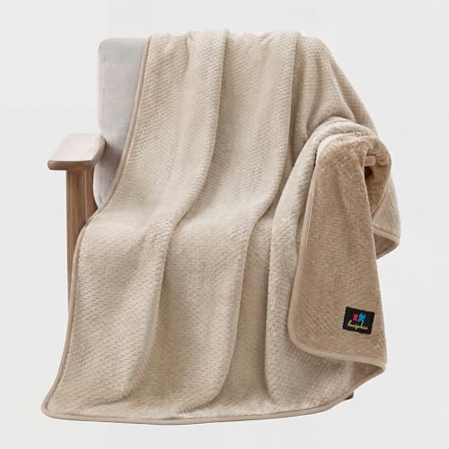 Luciphia Waterproof Blanket for Large Dog Ultra-Soft & Calming Pet Throw Reversible Warm Fleece Durable Furniture Crate Couch Bed Cover Protector Machine Washable Leakproof Beige L (65''x57'') - color: Beige, size: L(65''x57'')