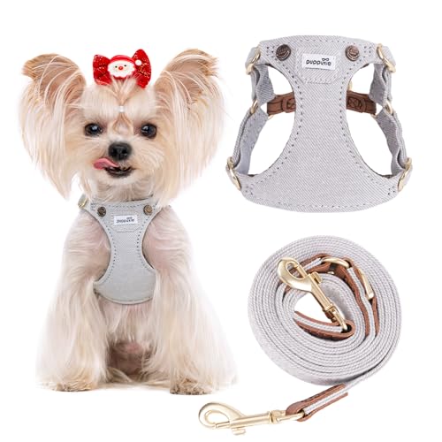 No Pull Dog Harness with Multifunction Dog Leash,Soft Adjustable No Choke Escape Proof Pet Harness Vest for Medium Dogs,Denim Gray,M - color: Pocket-Grey, size: M
