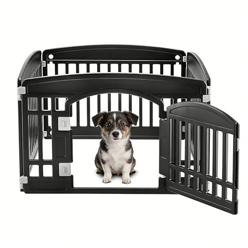 Simple Deluxe 24" 4-Panel Dog Playpen, Durable Pet Playpen with Secure Locking Door for Puppies & Small/Medium Dogs, Portable & Foldable Pet Fence, Black - color: Black, size: 4-Panel 24" H