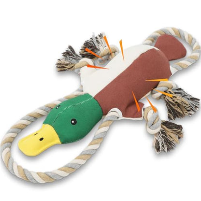 Letsmeet Lesmeet Upgraded Duck Dog Toys Puppy Toys with Crinkle Paper and Squeaker, Interactive Tug of War Dog Toy for Small, Medium, and Large Breeds - color: Brown