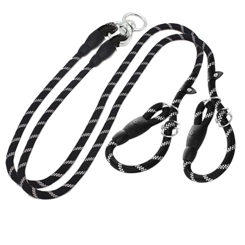 Double Slip Lead Dog Leash 3.6FT 0.4" Durable Heavy Duty No Pull Pet Walking Training Lead Leashes Rope Dual Slip Lead Rope Dog Leash for Double Dogs