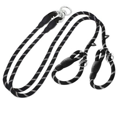 Double Slip Lead Dog Leash 3.6FT 0.4" Durable Heavy Duty No Pull Pet Walking Training Lead Leashes Rope Dual Slip Lead Rope Dog Leash for Double Dogs
