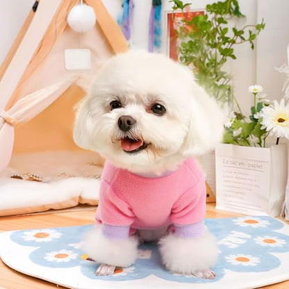 2 Pack Dog Pajamas Small Sized Dog Fleece Pajamas Cute Dogs Fleece Sweater Doggy Sweater Love Pattern Onesies for Pjs Small Dogs Valentines Clothes - color: Pink, size: Small(suggest length of back 10.2'')