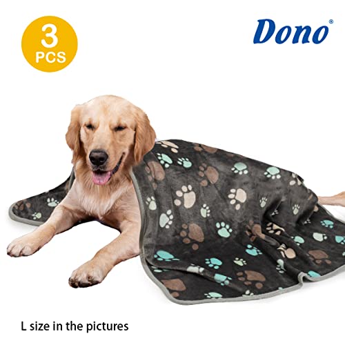 Dono 1 Pack 3 Dog Blankets, Soft Fluffy Fleece Pet Blanket Warm Sleep Mat Paw Print Design Puppy Kitten Throw Blankets Doggy Blanket for Dogs - color: Gray Paw, size: L(41*31")