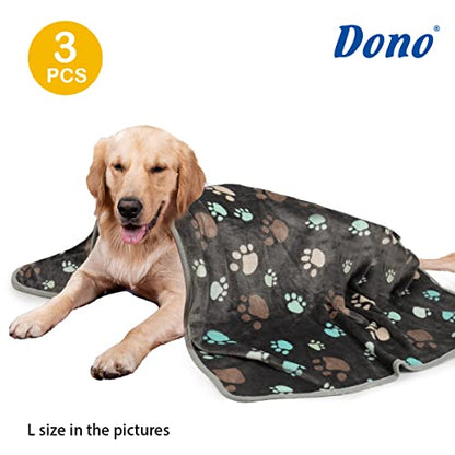 Dono 1 Pack 3 Dog Blankets, Soft Fluffy Fleece Pet Blanket Warm Sleep Mat Paw Print Design Puppy Kitten Throw Blankets Doggy Blanket for Dogs - color: Gray Paw, size: L(41*31")
