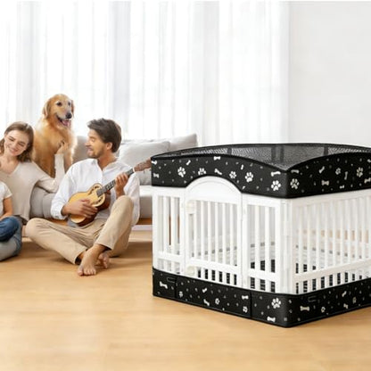 Dog Playpens Cover and Bottom Mat Set,Playpen Not Included, Non-Slip Dog Crate Covers 36 Inch, Dog Playpen Bottom Pad, Washable Reusable Puppy Playpen Pad for Pet PlayPen, Dog Kennel Covers 36 Inch