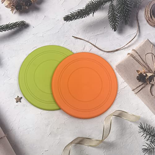 coldchill 7 Inch Dog Flying Disc, Puppy Flyer Toy React Faster Training Interactive Toys for Small Medium Dog, Lightweight Durable and Water Resistant Floating Saucer (Green+Orange) - color: Green+Orange