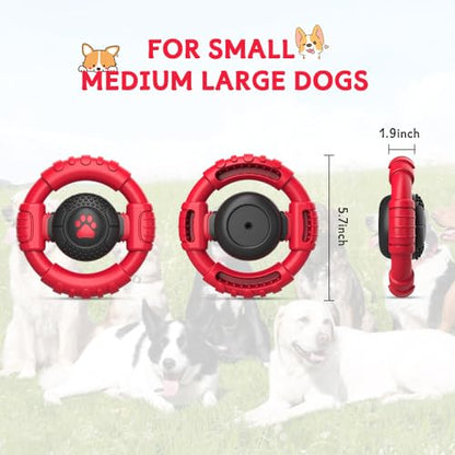 Dog Toys for Aggressive Chewers Large Medium Small Breed, Indestructible Durable Tough Dog Chew Toys to Keep Them Busy, Nylon Rubber Interactive Dog Toys - color: Red