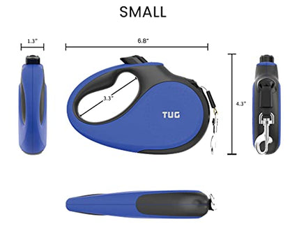 TUG 360° Tangle-Free Retractable Dog Leash with Anti-Slip Handle | 16 ft Strong Nylon Tape | One-Handed Brake, Pause, Lock (Small, Blue) - color: Blue, size: Small