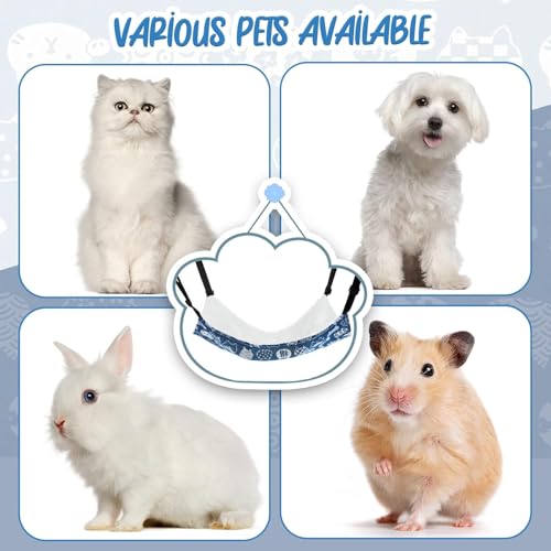 Cat Cage Hammock, Reversible for Use, Adjustable Pet Cat Bed, Soft Sleeping Cat Bed, Suitable for Cats, Puppies, Bunnies and Other Little Pets, Thickened Style, Blue, L(18.8 * 22.8in) - size: Large