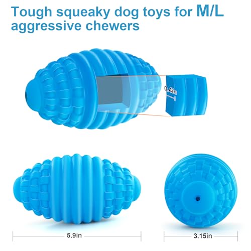 Tough Squeaky Dog Toys for Aggressive Chewers, Indestructible Dog Balls for Aggressive Chewers, Interactive Squeaky Balls for Dogs to Busy, Rubber Aggressive Chew Toys for Boredom