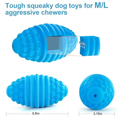 Tough Squeaky Dog Toys for Aggressive Chewers, Indestructible Dog Balls for Aggressive Chewers, Interactive Squeaky Balls for Dogs to Busy, Rubber Aggressive Chew Toys for Boredom