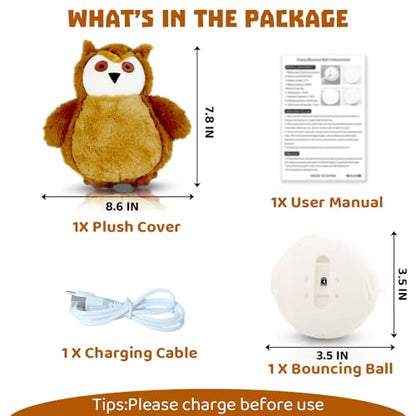 Interactive Dog Toys Rechargeable Moving Puppy Toys to Keep Them Busy, Touch Activated Puppy Toys, Puppy Dog Birthday Gifts, Electric Plush Entertainment Toy for Small & Medium Dogs - color: owl