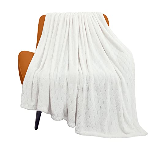 TOONOW Fleece Blanket Textured Fuzzy Plush Throw Blanket Twin Size 60" x 80", Super Soft Fluffy Bed Blanket Geometric Pattern Comfy Microfiber Flannel Blankets for Couch, Bed, Sofa, Cream White - color: Cream White, size: Twin- 60" x 80"