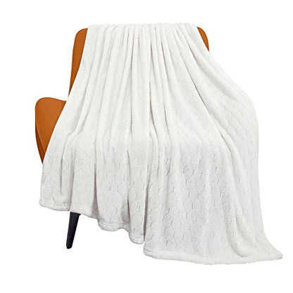 TOONOW Fleece Blanket Textured Fuzzy Plush Throw Blanket Twin Size 60" x 80", Super Soft Fluffy Bed Blanket Geometric Pattern Comfy Microfiber Flannel Blankets for Couch, Bed, Sofa, Cream White - color: Cream White, size: Twin- 60" x 80"