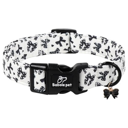 Girl Dog Collar Black Bow Dog Collars for Puppy Small Dogs - Lightweight Adjustable Chic Sweet Spring Female Dogs Everyday Collars with Safety Buckle XS - color: Black Bow, size: XS