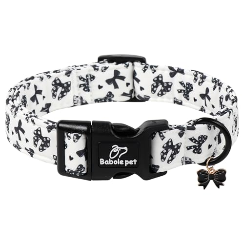 Girl Dog Collar Black Bow Dog Collars for Puppy Small Dogs - Lightweight Adjustable Chic Sweet Spring Female Dogs Everyday Collars with Safety Buckle XS - color: Black Bow, size: XS