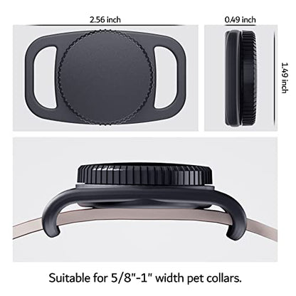 PZOZ Waterproof Case Dog Collar Holder (2 Pack) for Apple AirTag Gen 1/2, Plastic & Silicone Pet Collar Case Anti-Lost Air Tag Cover Holder for Cat Dog GPS Tracker