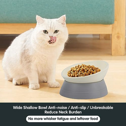 Bulldog Bowl Anti-Slip Dog Cat Dish Detachable Rubber Dog Bowl Pet Sterile Tilted Pet Feeder Slope Base (Grey-2 Cup) - color: Grey, size: 2 Cup ( Small/Medium Dog )