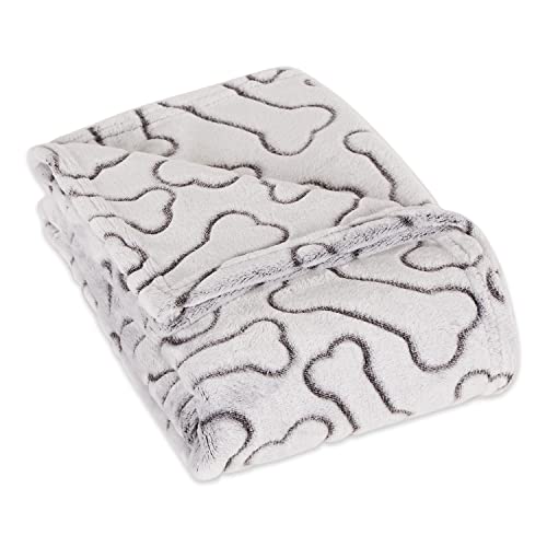 Bone Dry Embossed Bone Collection, Pet Blanket, 36x48, Black - color: Black