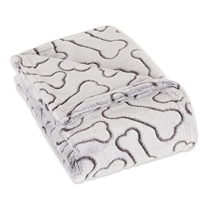 Bone Dry Embossed Bone Collection, Pet Blanket, 36x48, Black - color: Black