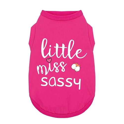 Paiaite Dog Clothes Fashionable Sleeveless Pet Vest: 'Little Miss Sassy' Printed Cotton Dog Shirt, Ideal for Small, Medium, and Large Breeds, Ensuring Comfort and Breathability Rose Red XS - color: Rose Red, size: XS-(2~6lb) | Chest(~13.7")