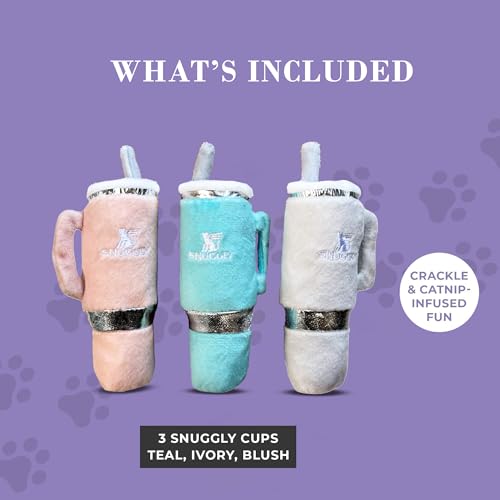 Haute Diggity Kitty Snuggly Cups Set, Plush Cat Toys Catnip Filled with Interactive Crackle Sound, Safe & Durable Toys for Cat & Kitten, 3 Pcs - style: Snuggly Cup Trio