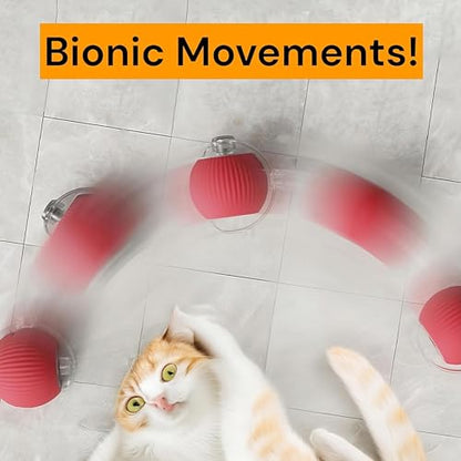Interactive Electric Automatic Rolling Moving Rechargeable Self Play Stimulation Toy,Smart Pet Chase with Speedy Tail Rope for Bored Indoor Cats (Grey) - color: GREY
