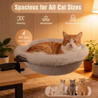 Cat Desk Bed Attachment, White Soft Faux Rabbit Fur Fabric Replacement Set, Machine Washable, Fabric Only, Clamp Not Included - color: -White