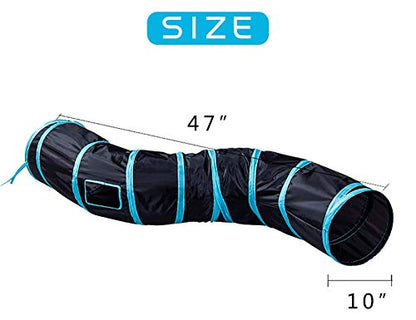 iCAGY Cat Tunnel for Indoor Cats Interactive, Rabbit Tunnel Toys, Pet Toys Play Tunnels for Cats Kittens Rabbits Puppies Crinkle Pop Up Black 47" Shape S - color: Black