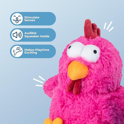 Best Pet Supplies Interactive Squeaky Dog Chew Toy, Ideal Dog Toys for Chewers, Small, Medium & Large Dogs, and Fetch Lovers - Cluck (Fuchsia), Large - color: Cluck (Fuchsia), size: Large