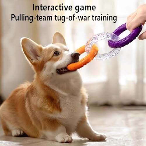 RXT 3-Ring Tug Dog Toy for Aggressive Chewers, Sturdy & Water Resistant Dog Chew Toy for Pets Training Teething, Interactive Fetch Toy for Puppy Small Medium Large Breeds