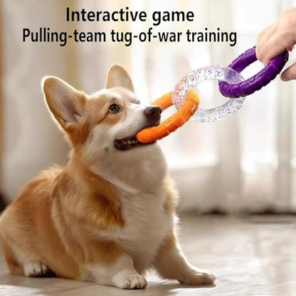 RXT 3-Ring Tug Dog Toy for Aggressive Chewers, Sturdy & Water Resistant Dog Chew Toy for Pets Training Teething, Interactive Fetch Toy for Puppy Small Medium Large Breeds