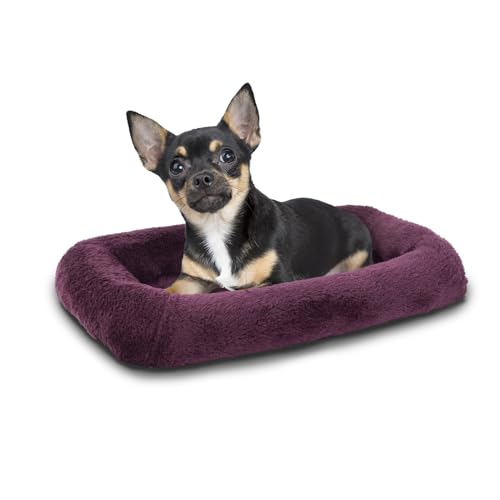 Bolster Dog Bed for Extra Small Dogs 16''x12'', Soft Warm Foam Pet Sofa Bed, Machine Washable Pet Cat Crate Mat for Toy Breeds, Taupe - color: Taupe, size: XS:16x12x2 IN