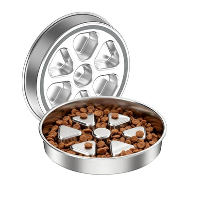 Kactoily Stainless Steel Slow Feeder Dog Bowl, 2.5-3 Cup Heavy Duty 304 Food-Grade Metal Maze Bowl, Non-Slip Base Slow Eating Feed Dish for Medium & Large Dogs