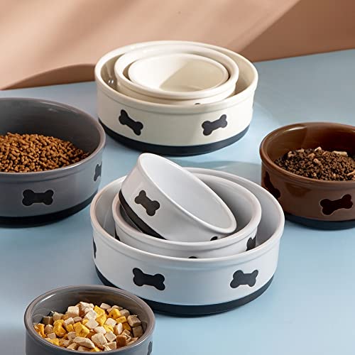 Sweejar Ceramic Dog Bowls with Bone Pattern, Dog Food Dish for Small Dogs, Porcelain Pet Bowl for Water 16 Fl Oz (Gray) - color: Gray, style: Bone Pattern,5.5"x 2.2"(16 Fl Oz)