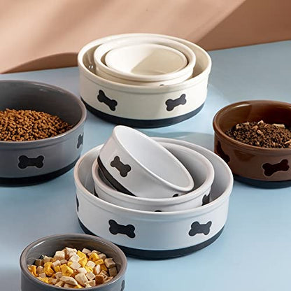 Sweejar Ceramic Dog Bowls with Bone Pattern, Dog Food Dish for Medium Dogs, Porcelain Pet Bowl for Water 35 Fl Oz (White) - color: White, style: Bone Pattern,6.8"x 2.9"(35 Fl Oz)