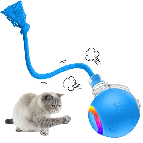 2026 Newly Upgraded Version 3.0 Cat Toys, Cool Intelligent Interactive Cat Ball for Indoor Bored Cats, Automatic Rolling Ball 3.0 Puzzle Toy, Electronic Rolling Pet Chase (Blue-1 pcs) - color: 08 - Blue-1 pcs