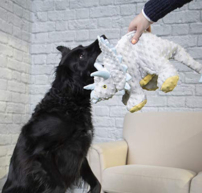 goDog Dinos Frills Squeaky Plush Dog Toy, Chew Guard Technology - Gray, Extra Large - color: Dinos Frills (Gray), size: X-Large