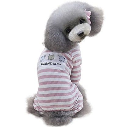 Dogs PJS Clothes for Small Dogs Girl Puppy Pajamas Long Sleeved Onsie Warm Coats Jumpers Outfits - color: PINK, size: L(Back11.8", Weight6.5-9 lbs)