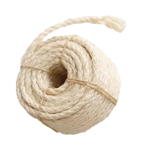 Natural Sisal Rope for Cat Scratcher Replacement, Durable Cat Tree Post Repair Cord for DIY Projects, Climbing Towers, Furniture Protection, Scratch Pad, Crafts, Garden, and Home Décor Use - color: White, size: 6mm 164ft