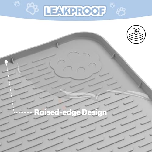 Kalolary Cat Litter Box Mats, Large 34" x 22" Silicone Cat Mat, Easy to Clean Kitty Litter Trapping Mat, Soft on Kitty Paws, Waterproof, Urine-Proof Kittys Litter Mats for Floor, Light Grey - color: Light Grey: 86 x 56cm