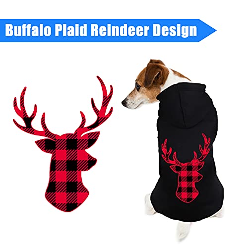Dog Hoodie Sweater for Dogs Pet Clothes Buffalo Plaid Dog Hooded Sweatshirt Warm and Soft Breathable Cozy(Reindeer&M) - color: Reindeer, size: Medium