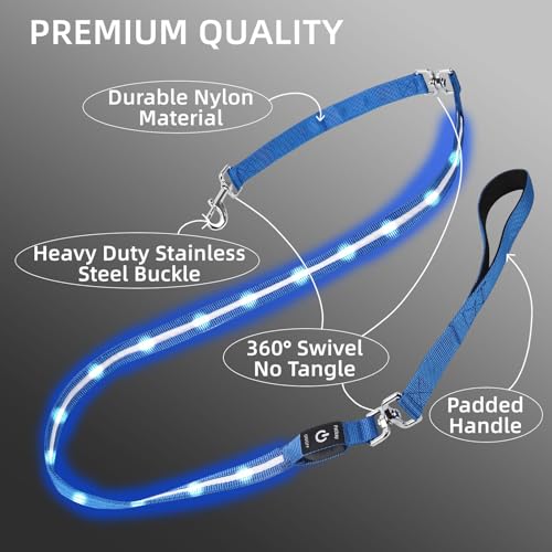 Light up Dog Leash for Night Walking - USB C Rechargeable - Waterproof - Dog Leashes with Flashlight - LED Leash for Dogs - 6Ft, Pink - color: Pink
