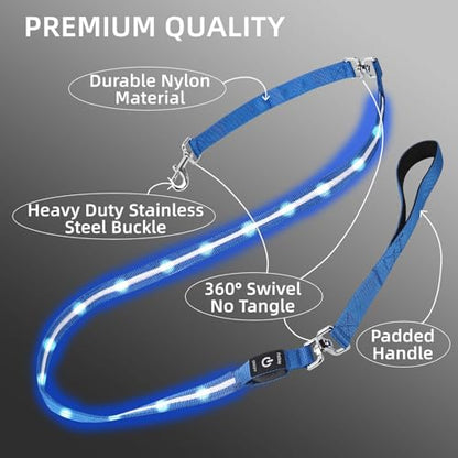 Light up Dog Leash for Night Walking - USB C Rechargeable - Waterproof - Dog Leashes with Flashlight - LED Leash for Dogs - 6Ft, Pink - color: Pink